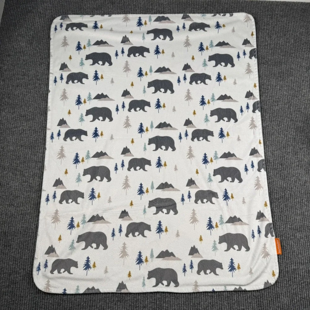 DearBabyGear‎ Little Bear Big Adventure Minky Baby Blanket Blue Woodland 30x39